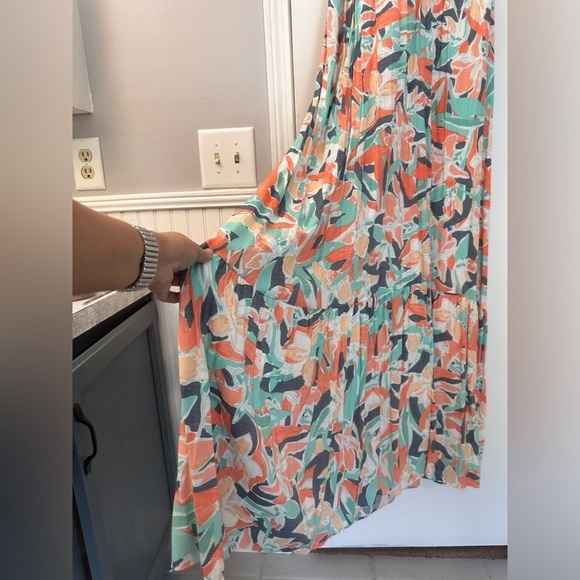 Nine West Tiered Peasant Floral Maxi Dress Size L - Picture 4 of 12